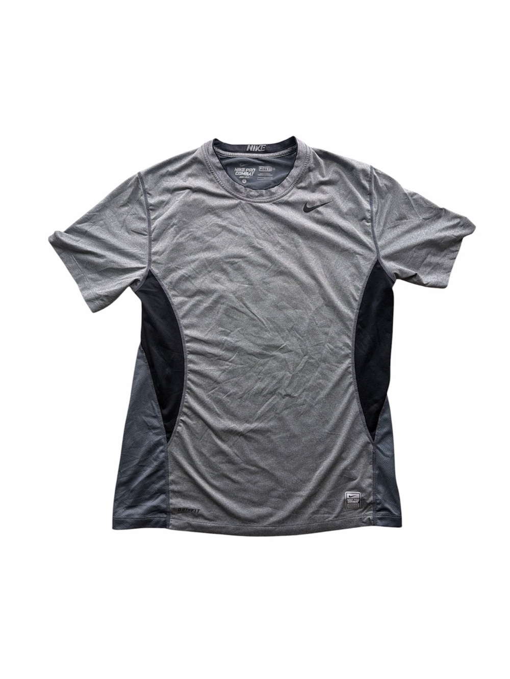 Nike Pro Combat Dri-FIT Compression Training Shirt Men’s Large Gray Black Fitted